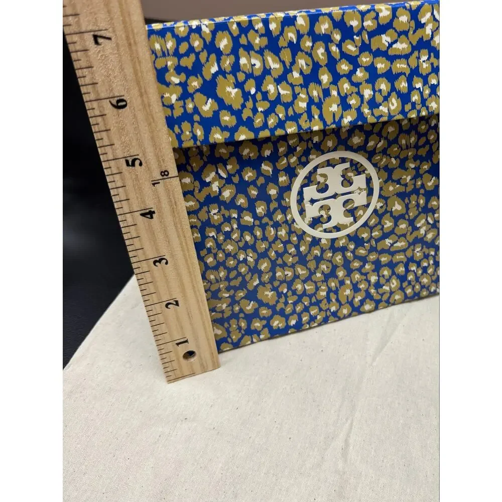 Tory Burch Envelope Pouch Gift Bag & Matching Cotton Dust Bag Set Blue Gold